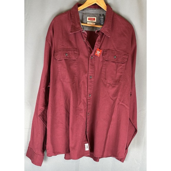 Wrangler Men's Comfort Flex Shirt Long Sleeve Button Up Regular Fit NWT 3XL - Picture 2 of 12